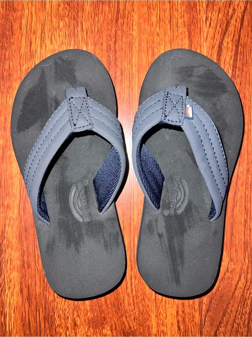 Rainbow Kids Black & Dark Blue Flip Flop Sandals